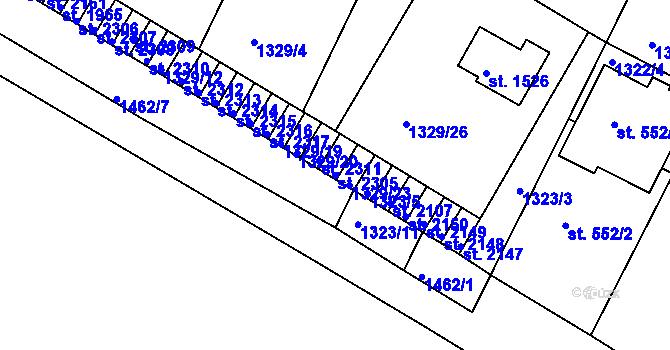 Parcela st. 2305 v KÚ Chlumec nad Cidlinou, Katastrální mapa