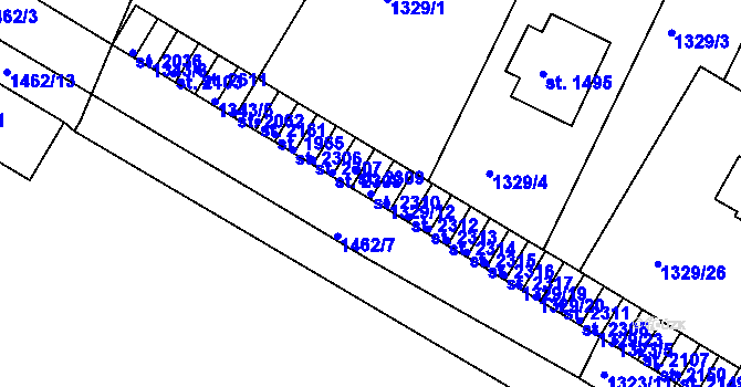 Parcela st. 2310 v KÚ Chlumec nad Cidlinou, Katastrální mapa