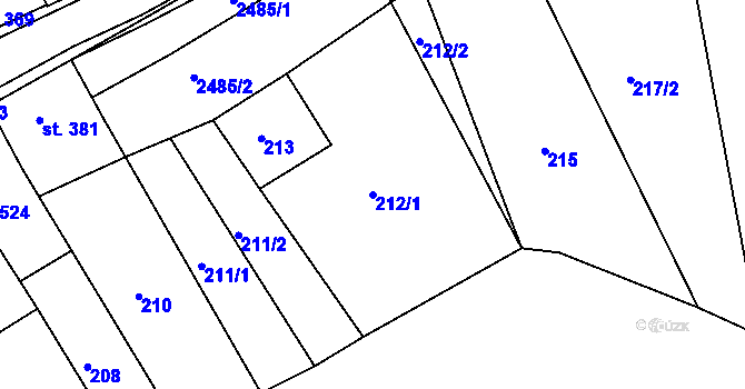 Parcela st. 212/1 v KÚ Chlumec nad Cidlinou, Katastrální mapa