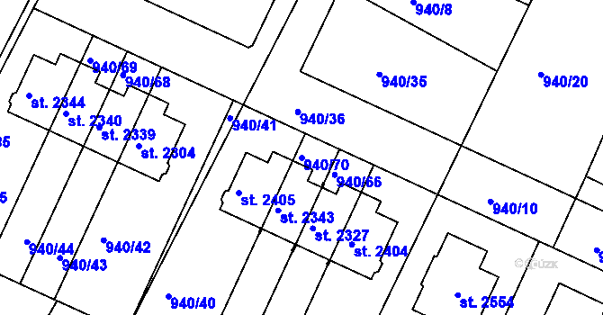 Parcela st. 940/70 v KÚ Chlumec nad Cidlinou, Katastrální mapa