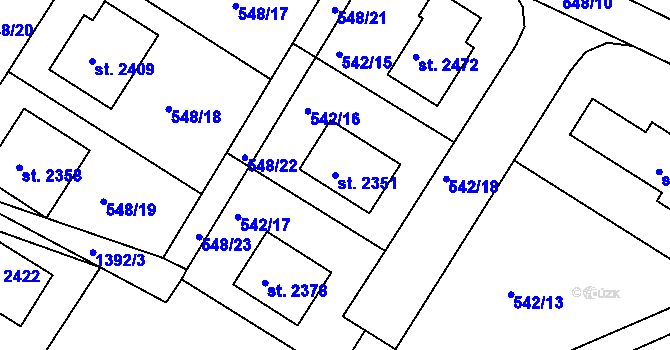 Parcela st. 2351 v KÚ Chlumec nad Cidlinou, Katastrální mapa