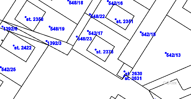 Parcela st. 2378 v KÚ Chlumec nad Cidlinou, Katastrální mapa