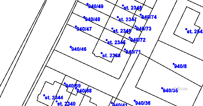 Parcela st. 2388 v KÚ Chlumec nad Cidlinou, Katastrální mapa