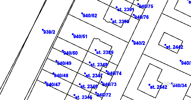 Parcela st. 2389 v KÚ Chlumec nad Cidlinou, Katastrální mapa