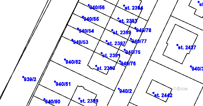 Parcela st. 2391 v KÚ Chlumec nad Cidlinou, Katastrální mapa