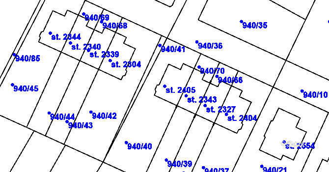 Parcela st. 2405 v KÚ Chlumec nad Cidlinou, Katastrální mapa