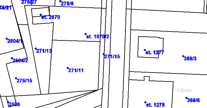 Parcela st. 271/15 v KÚ Chlumec nad Cidlinou, Katastrální mapa