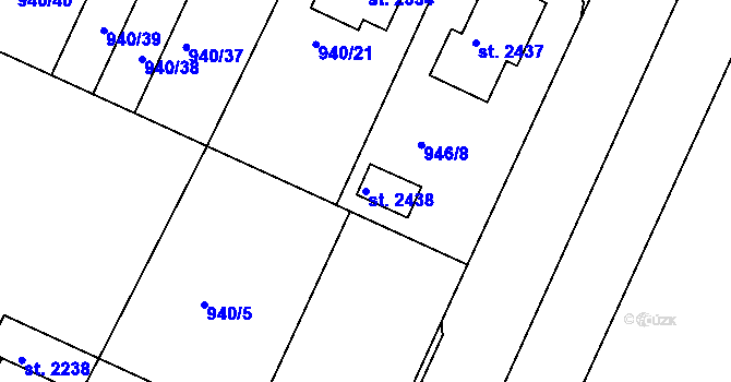 Parcela st. 2438 v KÚ Chlumec nad Cidlinou, Katastrální mapa