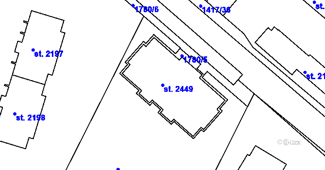 Parcela st. 2449 v KÚ Chlumec nad Cidlinou, Katastrální mapa