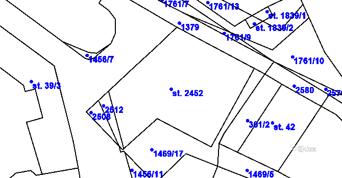Parcela st. 2452 v KÚ Chlumec nad Cidlinou, Katastrální mapa