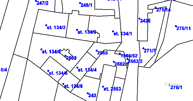 Parcela st. 2565 v KÚ Chlumec nad Cidlinou, Katastrální mapa