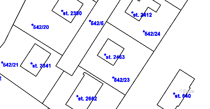 Parcela st. 2463 v KÚ Chlumec nad Cidlinou, Katastrální mapa