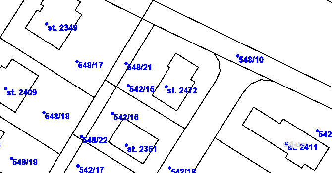 Parcela st. 2472 v KÚ Chlumec nad Cidlinou, Katastrální mapa