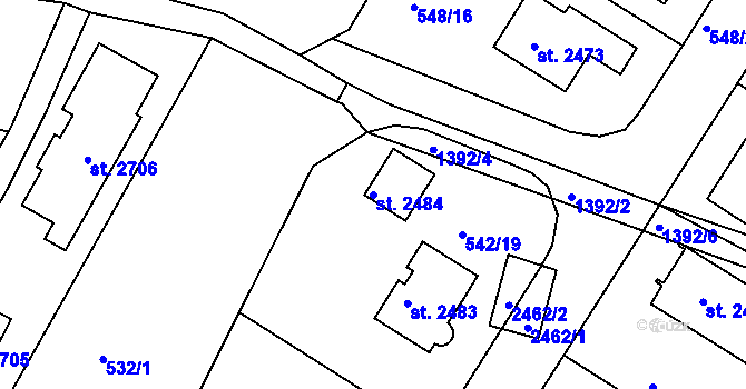 Parcela st. 2484 v KÚ Chlumec nad Cidlinou, Katastrální mapa
