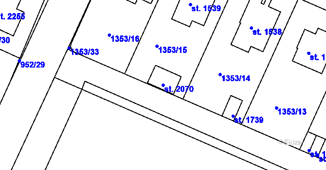 Parcela st. 2070 v KÚ Chlumec nad Cidlinou, Katastrální mapa