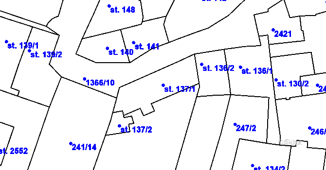 Parcela st. 137/1 v KÚ Chlumec nad Cidlinou, Katastrální mapa