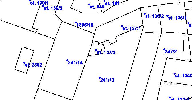 Parcela st. 137/2 v KÚ Chlumec nad Cidlinou, Katastrální mapa