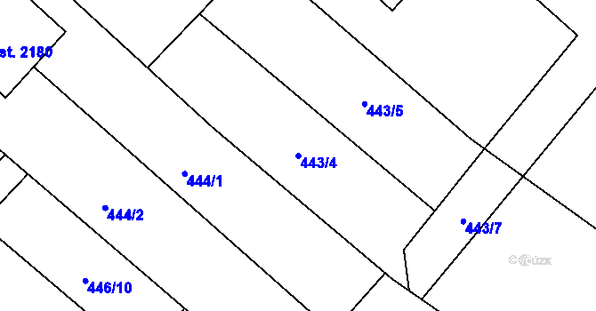 Parcela st. 443/4 v KÚ Chlumec nad Cidlinou, Katastrální mapa