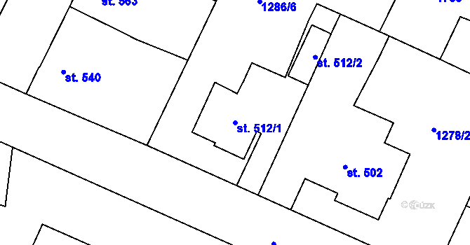 Parcela st. 512/1 v KÚ Chlumec nad Cidlinou, Katastrální mapa