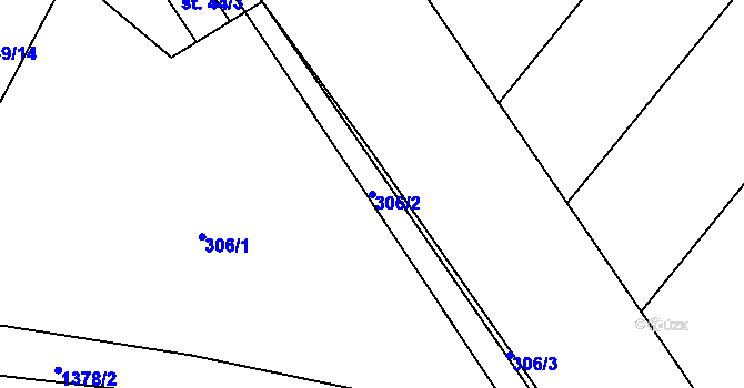 Parcela st. 306/2 v KÚ Chlumec nad Cidlinou, Katastrální mapa