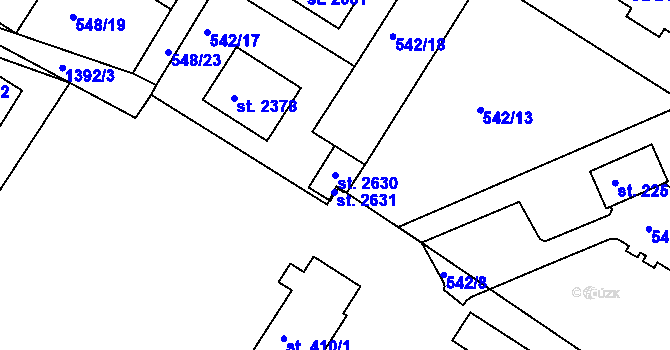 Parcela st. 2630 v KÚ Chlumec nad Cidlinou, Katastrální mapa
