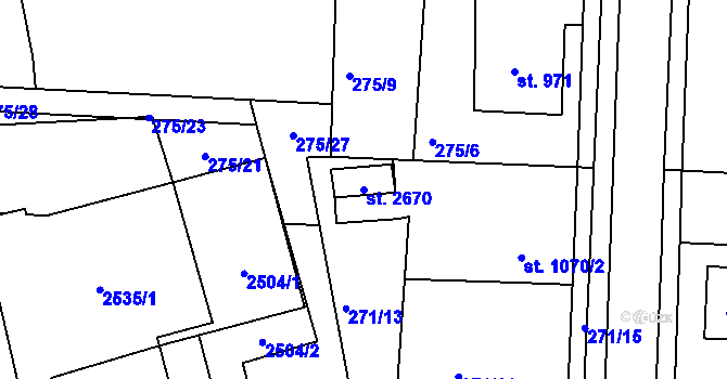 Parcela st. 2670 v KÚ Chlumec nad Cidlinou, Katastrální mapa