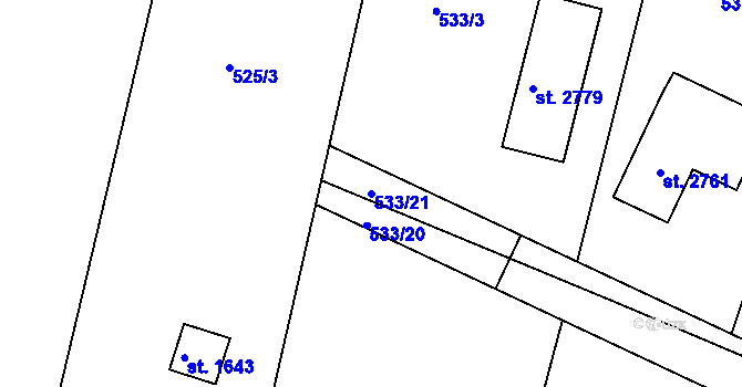 Parcela st. 533/21 v KÚ Chlumec nad Cidlinou, Katastrální mapa