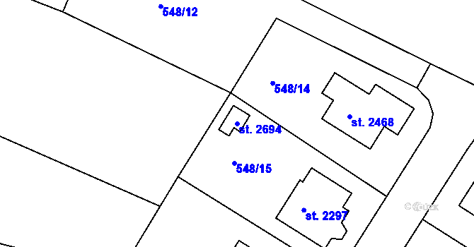 Parcela st. 2694 v KÚ Chlumec nad Cidlinou, Katastrální mapa