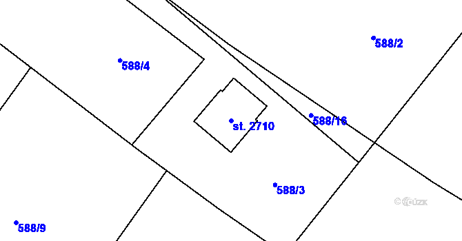 Parcela st. 2710 v KÚ Chlumec nad Cidlinou, Katastrální mapa