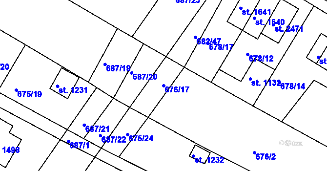 Parcela st. 676/17 v KÚ Chlumec nad Cidlinou, Katastrální mapa