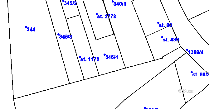 Parcela st. 346/4 v KÚ Chlumec nad Cidlinou, Katastrální mapa
