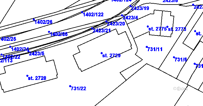 Parcela st. 2729 v KÚ Chlumec nad Cidlinou, Katastrální mapa