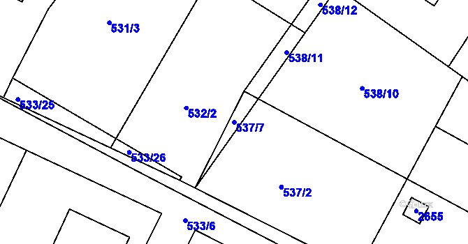 Parcela st. 537/7 v KÚ Chlumec nad Cidlinou, Katastrální mapa