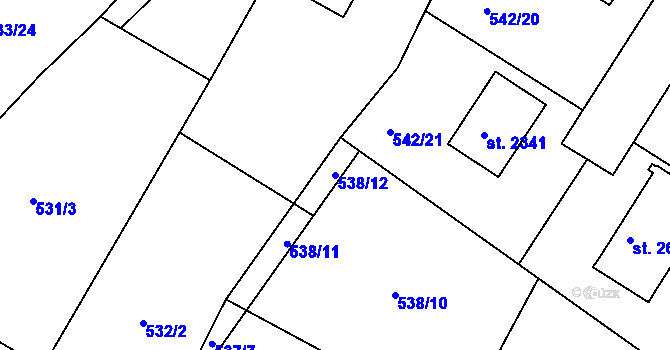 Parcela st. 538/12 v KÚ Chlumec nad Cidlinou, Katastrální mapa