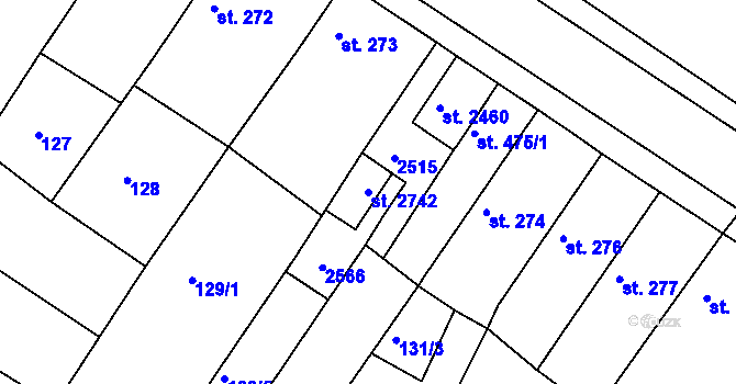 Parcela st. 2742 v KÚ Chlumec nad Cidlinou, Katastrální mapa