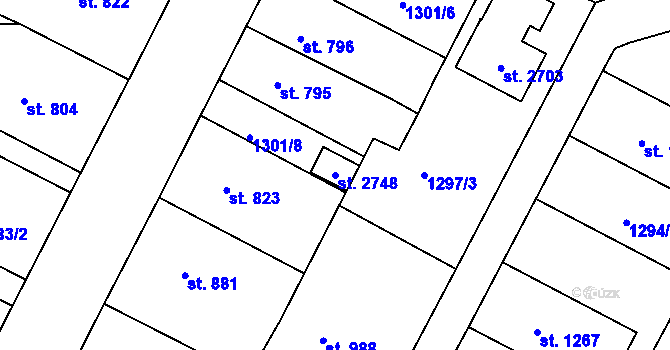 Parcela st. 2748 v KÚ Chlumec nad Cidlinou, Katastrální mapa