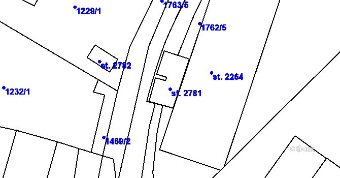 Parcela st. 2781 v KÚ Chlumec nad Cidlinou, Katastrální mapa