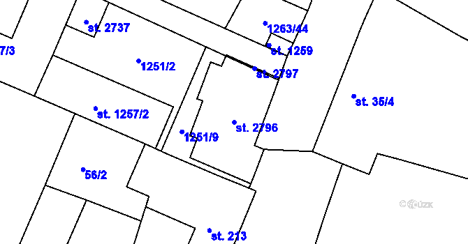 Parcela st. 2796 v KÚ Chlumec nad Cidlinou, Katastrální mapa