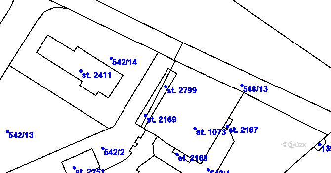 Parcela st. 2799 v KÚ Chlumec nad Cidlinou, Katastrální mapa