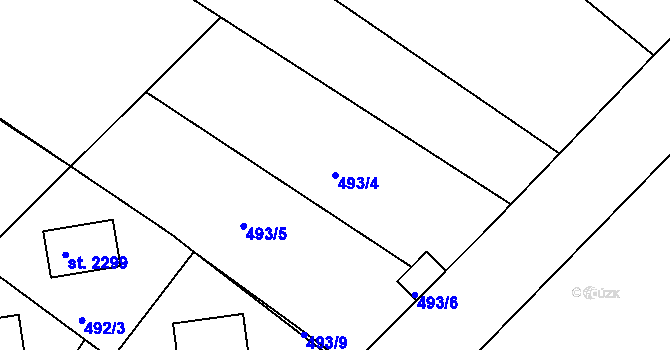 Parcela st. 493/4 v KÚ Chlumec nad Cidlinou, Katastrální mapa