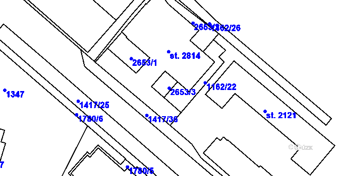 Parcela st. 2653/3 v KÚ Chlumec nad Cidlinou, Katastrální mapa