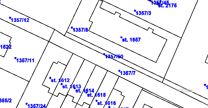 Parcela st. 1357/50 v KÚ Chlumec nad Cidlinou, Katastrální mapa