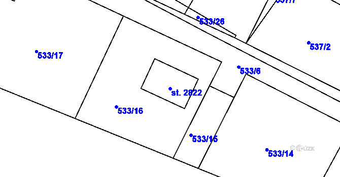 Parcela st. 2822 v KÚ Chlumec nad Cidlinou, Katastrální mapa