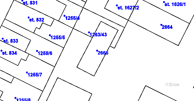 Parcela st. 2665 v KÚ Chlumec nad Cidlinou, Katastrální mapa