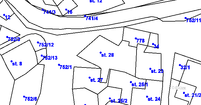 Parcela st. 28 v KÚ Chlumek, Katastrální mapa