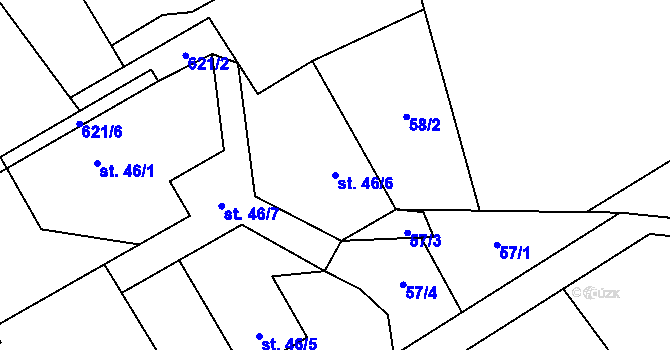 Parcela st. 46/6 v KÚ Chlumek, Katastrální mapa