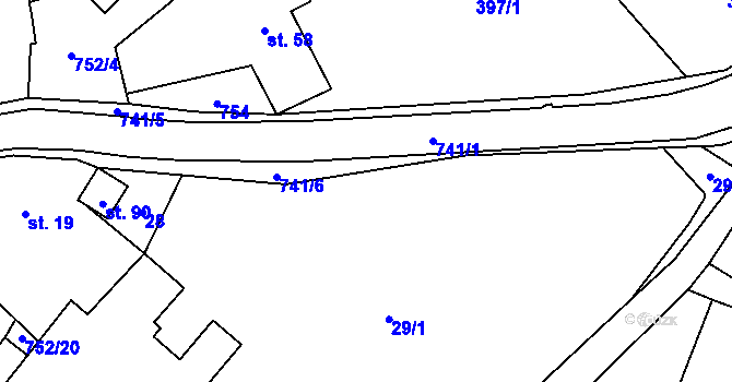 Parcela st. 72 v KÚ Chlumek, Katastrální mapa