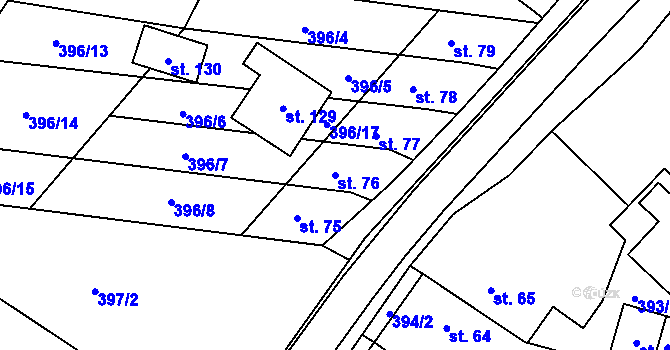 Parcela st. 76 v KÚ Chlumek, Katastrální mapa