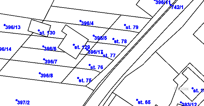 Parcela st. 77 v KÚ Chlumek, Katastrální mapa