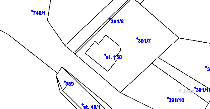 Parcela st. 138 v KÚ Chlumek, Katastrální mapa